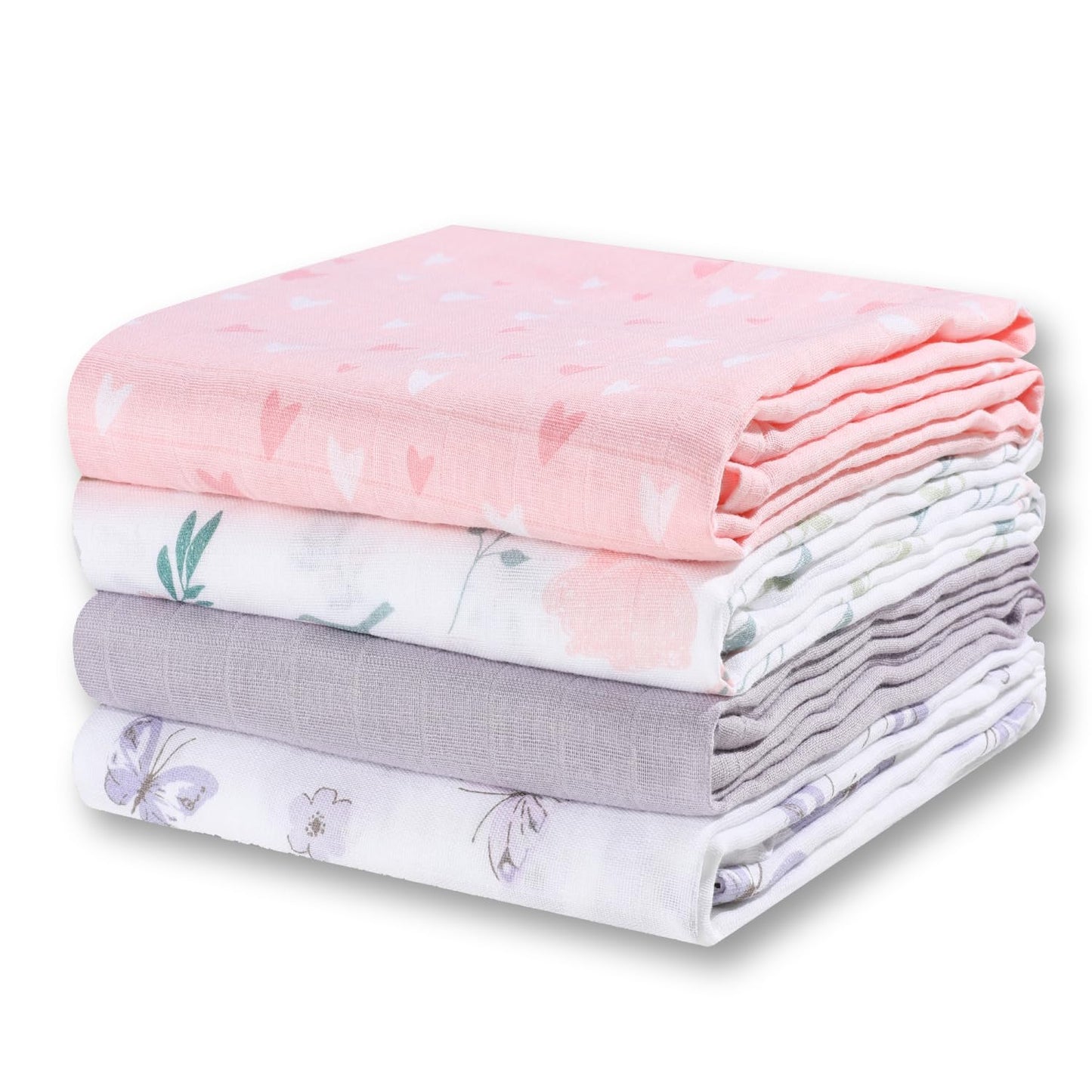 Muslin Swaddle Blankets, 4 Pack Newborn Receiving Blanket Neutral, Soft Breathable 100% Cotton Muslin Baby Blanket for Boys & Girls, Large 47 x 47 inches